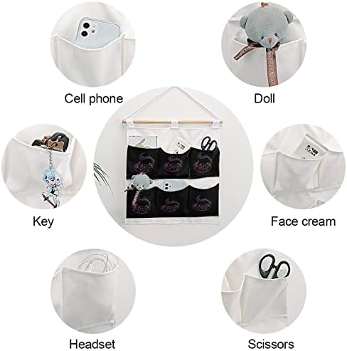 Шарена Музичка Нота Ѕиден Плакар Висечка Торба За Складирање 6 Џебови Ленен Памук Над Вратата Организаторски Торбички За Спална