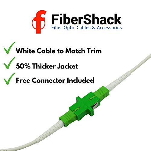 Fibershack-Бела SC/APC Оптички Влакна Интернет Кабел 100ft-30M Scapc Симплекс Еден Режим Кабел &засилувач; Конектор-Замена Влакна Лепенка