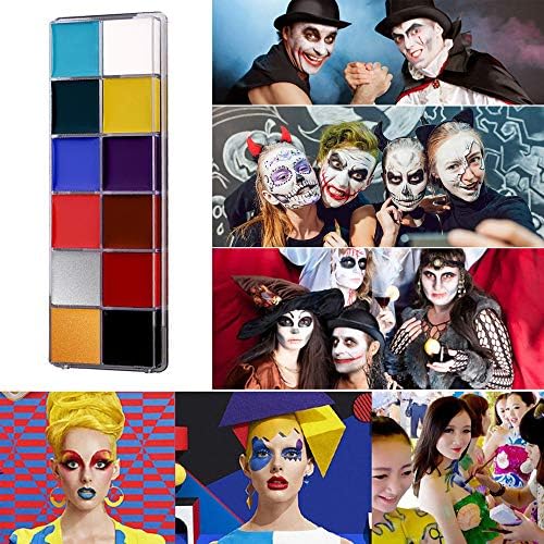 Комплети за боја на лице, палета за шминка за бои за каросерија, базирана на масло, 12 бои Професионална не -токсична слика