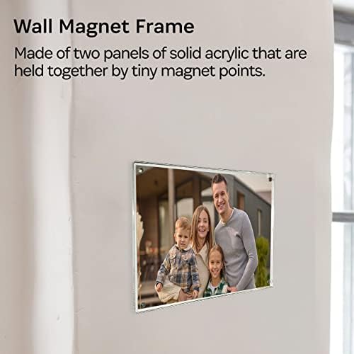 Канети Оригинална рамка за магнет 8.5x11 wallид што виси магнетна рамка за слика, лебдечка рамка за фотографии, две акрилни панели