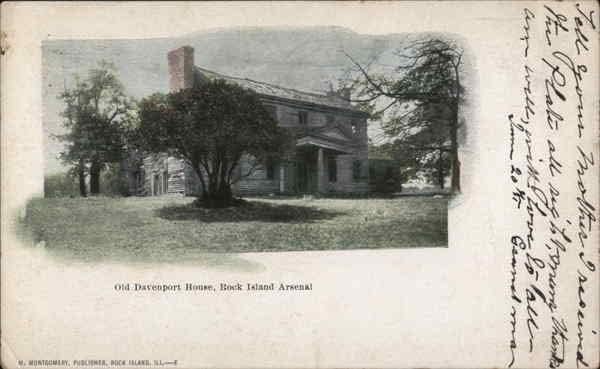 Стара куќа Давенпорт, Рок Ајленд Арсенал Рок Ајленд, Илиноис Ил оригинална античка разгледница