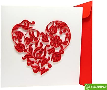 Уметничко срце, Quilling Card 3D - Уникатно посветено рачно изработено, честитка за дизајн за роденден, Денот на вineубените, Денот