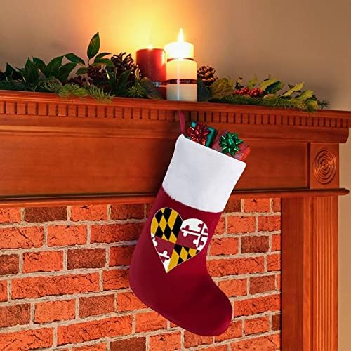 Loveубов Мериленд знаме црвени Божиќни празници за домашни украси за домашно дрво камин што виси чорапи
