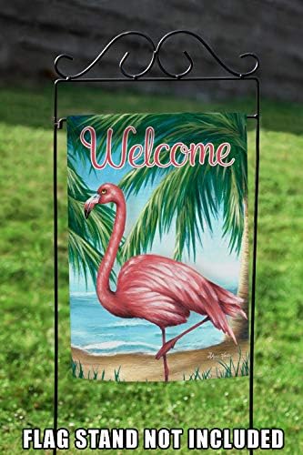 Домашна градина Толанд 1112426 Здраво Фламинго Птица знаме 12х18 инчи двострана за декорација на отворено во дворот