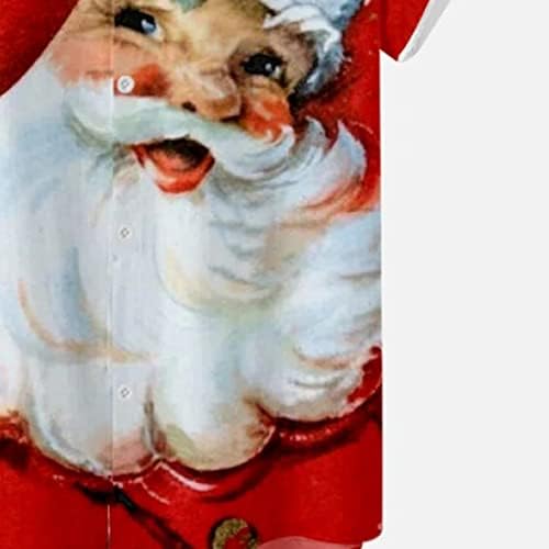 Копче за кошула за мажи, лабаво, се вклопуваат Божиќ печатено кратко ракав лапел блуза машки божиќни маички за куглање врвови