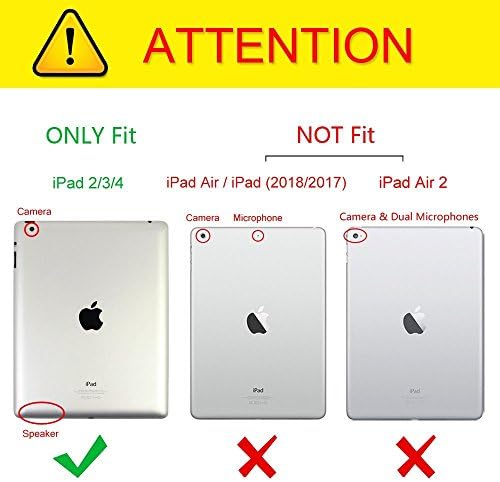 Maxtron Smart тенок лесен случај за iPad 2 Case, iPad 3 Case, iPad 4 Case, ултра тенок лесен паметен случај со трифолд штанд автоматско