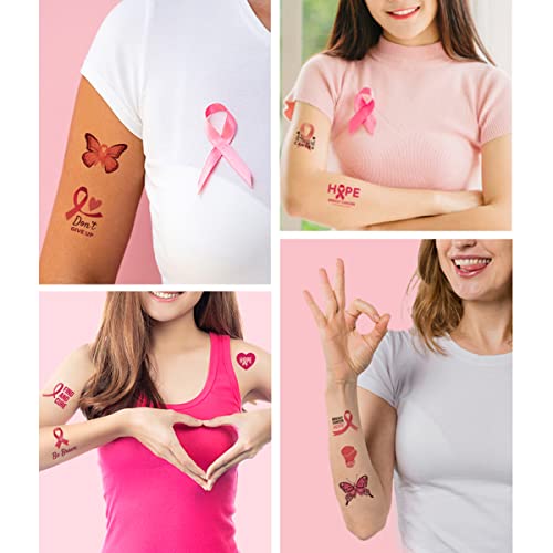Розова Лента Привремени Тетоважи За Свесност За Рак На Дојка Тетоважи, Лажни Водоотпорни Тетоважи Со Розова Лента Партија За Свесност За Рак