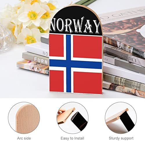 Норвешка Знаме Печатени Дрво Книга Завршува Не-Пропадна Декор Книга Мал За Канцеларија Дома 1 Пар