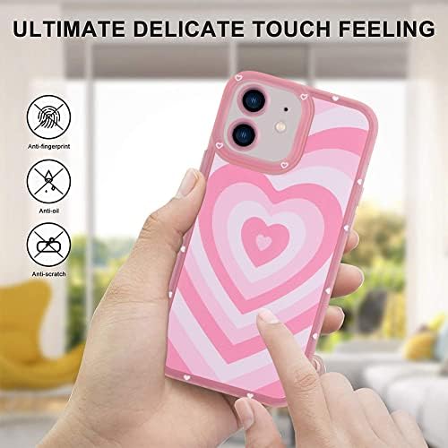 ООК Мека Футрола за iPhone 12 Целосна Заштита Од Апсорпција На Удари Флексибилен Капак На TPU Со Розов Дизајн На Срце Анти-Гребење