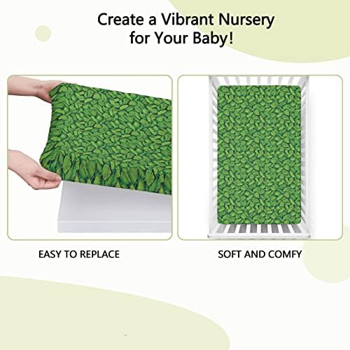 Зеленило од џунгла тематски вграден креветче за креветчиња, стандарден сад за креветчиња, вграден лист мек и затегнат вграден лист за креветчиња