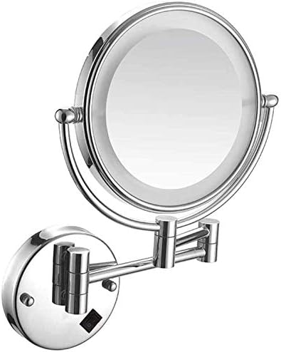 Lianxiao - Огледало за шминка за шминка, огледало, двострано огледало за шминка 5x зголемување, 360 ротација, за шминка за бричење на лицето