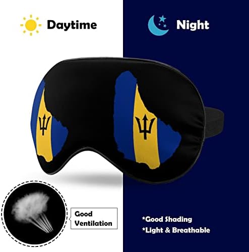 Barbados Flag Map Печатете ја маската за очи за очи, блокирајќи ја маската за спиење со прилагодлива лента за работа за смена за спиење