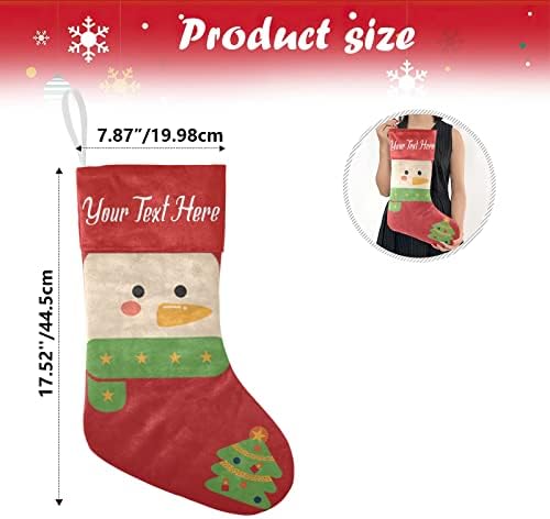 Есткетички персонализирани Божиќни порибување обичај Божиќни чорапи Снежен човек Санта ирваси украси за семејно црвено 2 парчиња