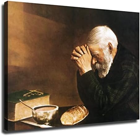 Дневен леб човек кој се моли на масата Грејс од Енстром платно уметнички постер канцеларија канцеларија постер слика wallидна уметност премија декорација дневна со?