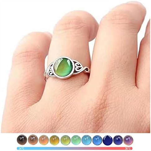2023 Нови прстени Температурна промена на бојата на температурата за жени моден накит Популарни додатоци за сопругата со густ прстен на палецот