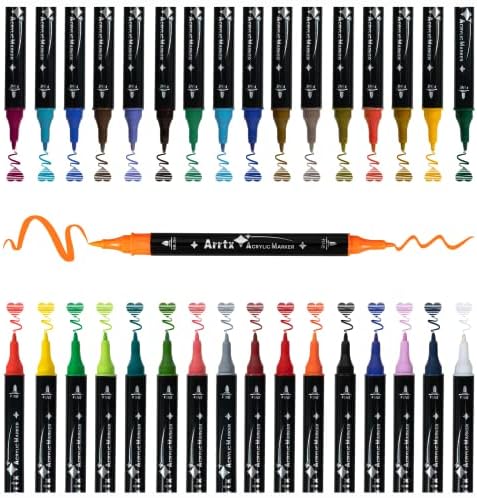 Пакет на Parblo PR-01 со две прсти нараквица и Arrtx акрилна боја пенкала, 32 бои на четката за четки и ситни маркери за боја