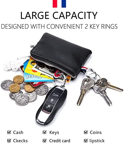 Паричник за чанти од кожна монета од ИМЕЕТУ, мини двојни клучеви го менуваат држачот на картичката за мажите за мажи