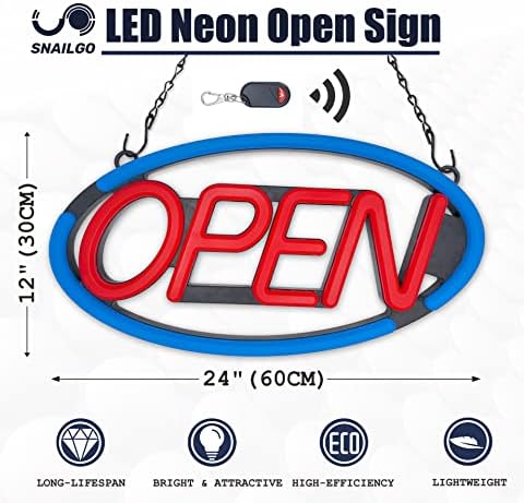 LED отворен знак, светла отворен знак за деловен прозорец со далечински управувач, 24х12 инчи со голема големина, ресторан, бар, продавници
