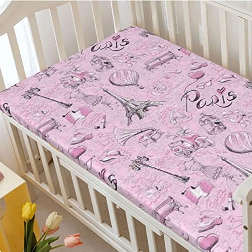 Тематски тематски лист за креветчиња, стандарден душек за креветчиња, ултра мек материјал-бебешки креветчиња за девојче или момче, 28 „x52“,