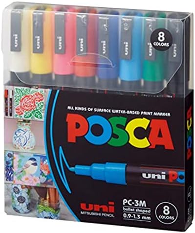 Постави за маркер на акрилна боја PoSca, 8 бои, PC-3M, верзија 2