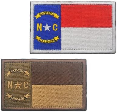 2 парчиња Каролина државно знаме за везови поддржувач за закрпи за моралот на кука и јамка тактичка воена значка