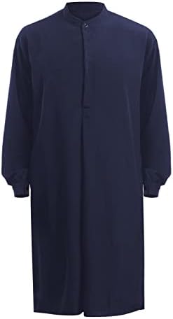 Летни кошули за фустани за мажи арапски стил мода едноставна долга машка кошула цврста муслиманска облека со долг ракав
