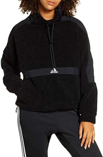 Adidasенски џемпер со високо-врат-џемпер со високи врат, црна XS
