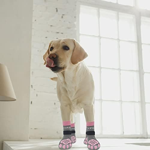 ЕКСПАВЛОРЕР Двојни Странични Чорапи За Кучиња Против Лизгање Со Прилагодливи Ремени-3 Пара Мека И Дишечка Заштита Од Нелизгачки