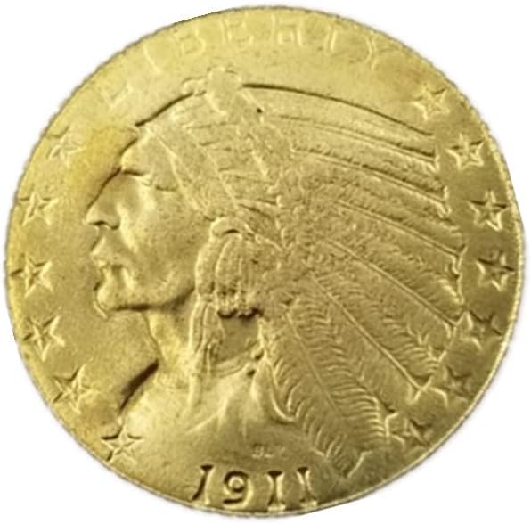 Антички Занаети 1911 Г Издание Американски Индиски Полу Орел 5 Златници Странски Сребрени Долари