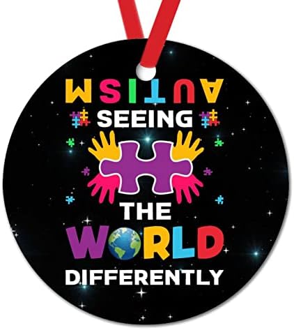 Божиќен украс за деца Аутизам гледајќи го светот поинаку украси на свесност за аутизам, Божиќни украси на дрво, аутизам поддршка