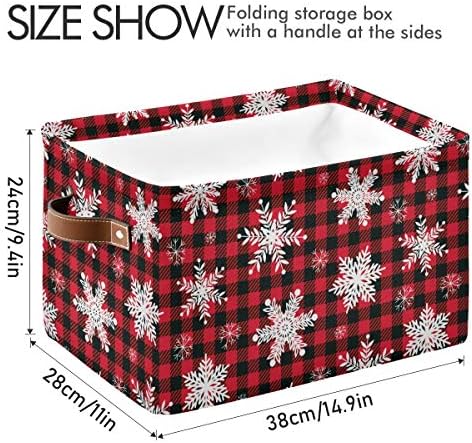 Коцка за корпа за складирање Црвена снегулка Божиќна карирана голема склоплива играчка играчка кутија за складирање на кутии