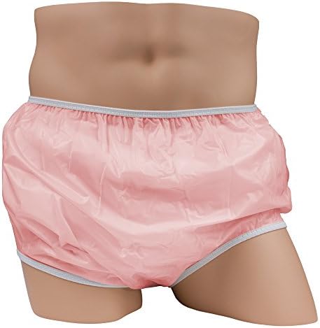 Протекување Возрасни Повлекување На Винил Пластични Панталони-Мека, Тивка И Форма Фитинг Инконтиненција Водоотпорен Пелена Покрива За Возрасни-Розова,