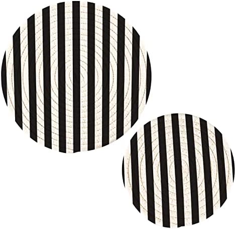 Xigua црно -бели ленти тркалезни држачи за тенџере сет од 2 - чисти памучни плетенки топли влошки, не -лизгање и отпорна на топлина кујна