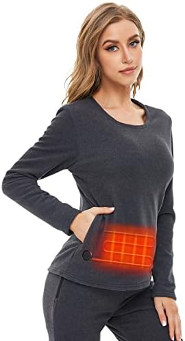 ВЕНУСТАС женска загреана кошула Термичка долна облека со 5V батерии, зимски топол основен слој на горниот и долниот дел од долгиот Johонс
