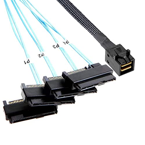 Adcaudx Mini-SAS до SAS-Cable: 0,5M SFF-8643 до SAS SFF-8643 до SFF-8482 конектор 4x SAS 29Pin SFF-8482 со кабел за адаптер за