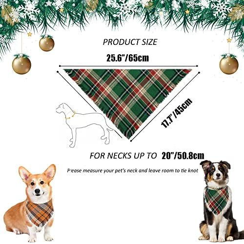 AplStow Fall Dog Bandanas 4 Pack, Ноќта на вештерките Денот на благодарноста Божиќна кучиња Бандана, карирана реверзибилна триаголник