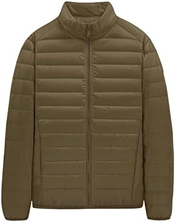 Sjwclys Машка лесна зимска јакна за зимска пуфер пакувачка со топол столб од јака со палто со папин од јака