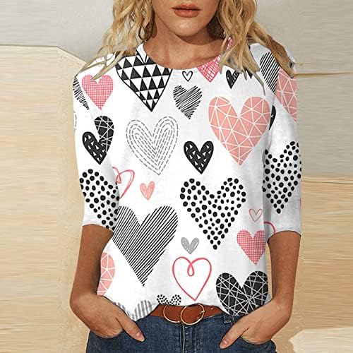Ден на вineубените џемпери за жени графички долги ракави Loveубовно срце писмо печати џемпер на екипажот на екипажот на врвовите