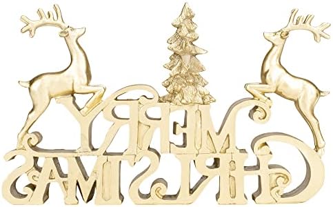 Transpac Deer Merry Christmas Brigntion Gold Tone 12 инчен смола за одмор