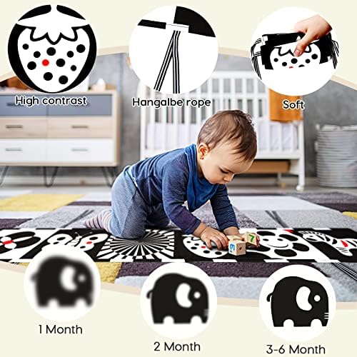 Бебешки играчки 0-12 месеци црно-бело висок контраст Книги за бебиња Сензорни играчки рано образование за новороденчиња стомаци