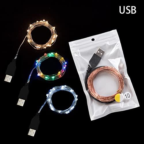 1 божиќни светла пакет погоден од бакар интерфејс LED светла за свадбена декорација на свадба за затворен жица со жица со USB со USB прозорец