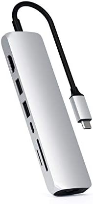 SATECHI USB C Слим Мултипорт Адаптер Со Етернет, 4K HDMI, 60w USB C Pd Полнење, 2 USB-A, Sd/Микро Картичка Читачи - За M2/ M1 MacBook