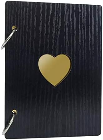 Mxiaoxia 1pcs 6inch Heart Wooden Photo Album албум со лабава лисја Семејно меморија DIY книга со слики рамки Орнаменти дома