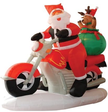 Два божиќни украси за украси, вклучуваат 6 стапала, осветлена Божиќна надувување Дедо Мраз на мотоцикл и ирваси, и 12 стапала долга осветлена