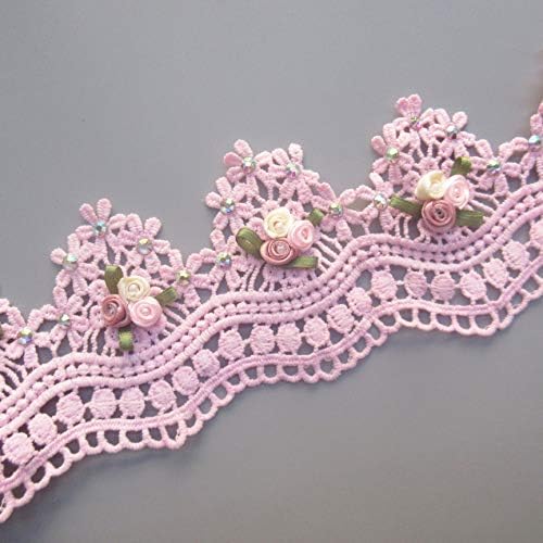 10 парчиња цветни бисери со брадавици со цветни бранови чипка лента лента исечена 2-3/4 ширина на гроздобер стил на облик на ткаенини