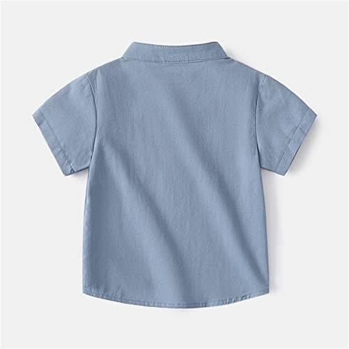 Детско новороденче дете дете бебе момчиња солидна кратка ракав џеб маица блуза врвови облеки на млади кратки