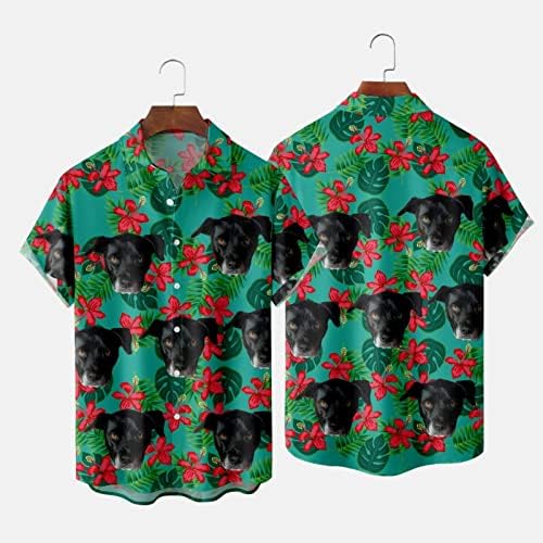 Летна облека Менс печатени хавајски кошули со кратки ракави со кратки ракави надолу од кошули на плажа, исмејувајте го горниот дел на