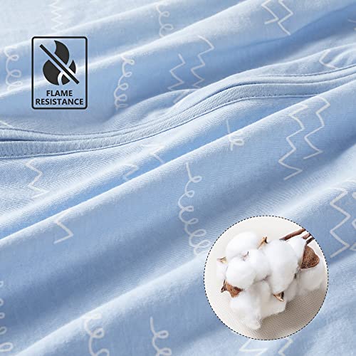 Вреќа за спиење-памучно носење ќебето за бебиња со 2 пакувања, се вклопува во мали деца на возраст од 18-24 месеци, сини облаци