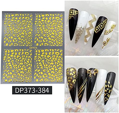 GAM -BELLE 1 лист 3Д налепници за златни нокти ленти за ленти Геометриски декорации обвивки за лепила за нокти Совети за украси
