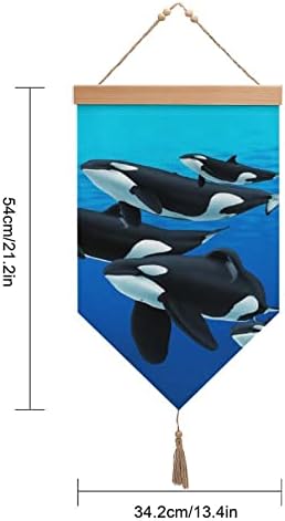 Nudquio orca убиец кит памук постелнина виси знаме wallид знак слика слика за домашна градинарска тремот декорација